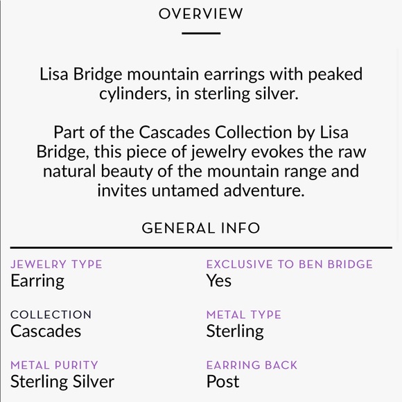 ๐ Ben Bridge: Lisa Bridge Mountain Earrings - Picture 8 of 8